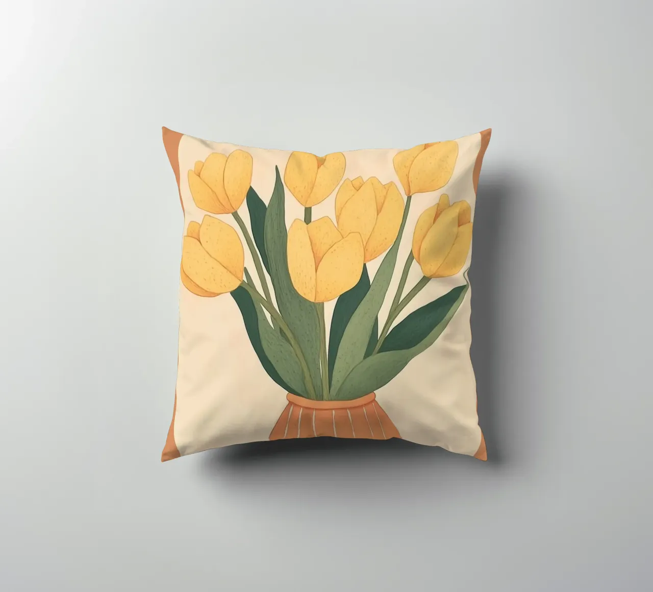 Tulipani gialli in vaso cuscino da Melloi Art Print