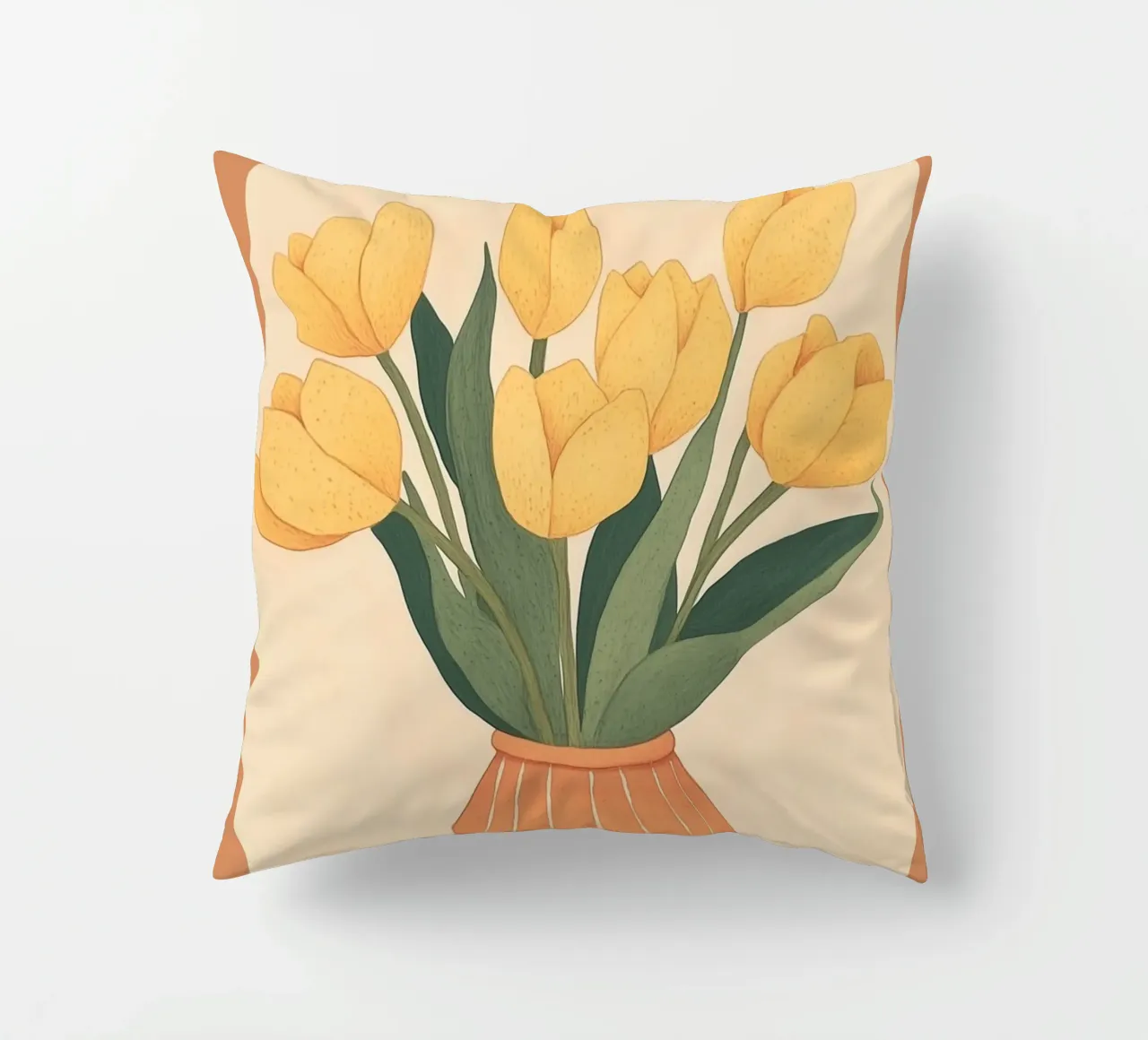 Tulipani gialli in vaso cuscino da Melloi Art Print
