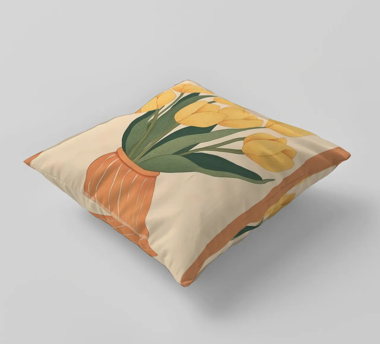 Tulipani gialli in vaso cuscino da Melloi Art Print