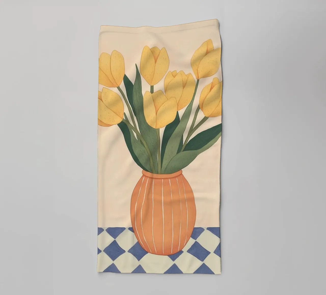 Tulipani gialli in vaso asciugamano da bagno da Melloi Art Print