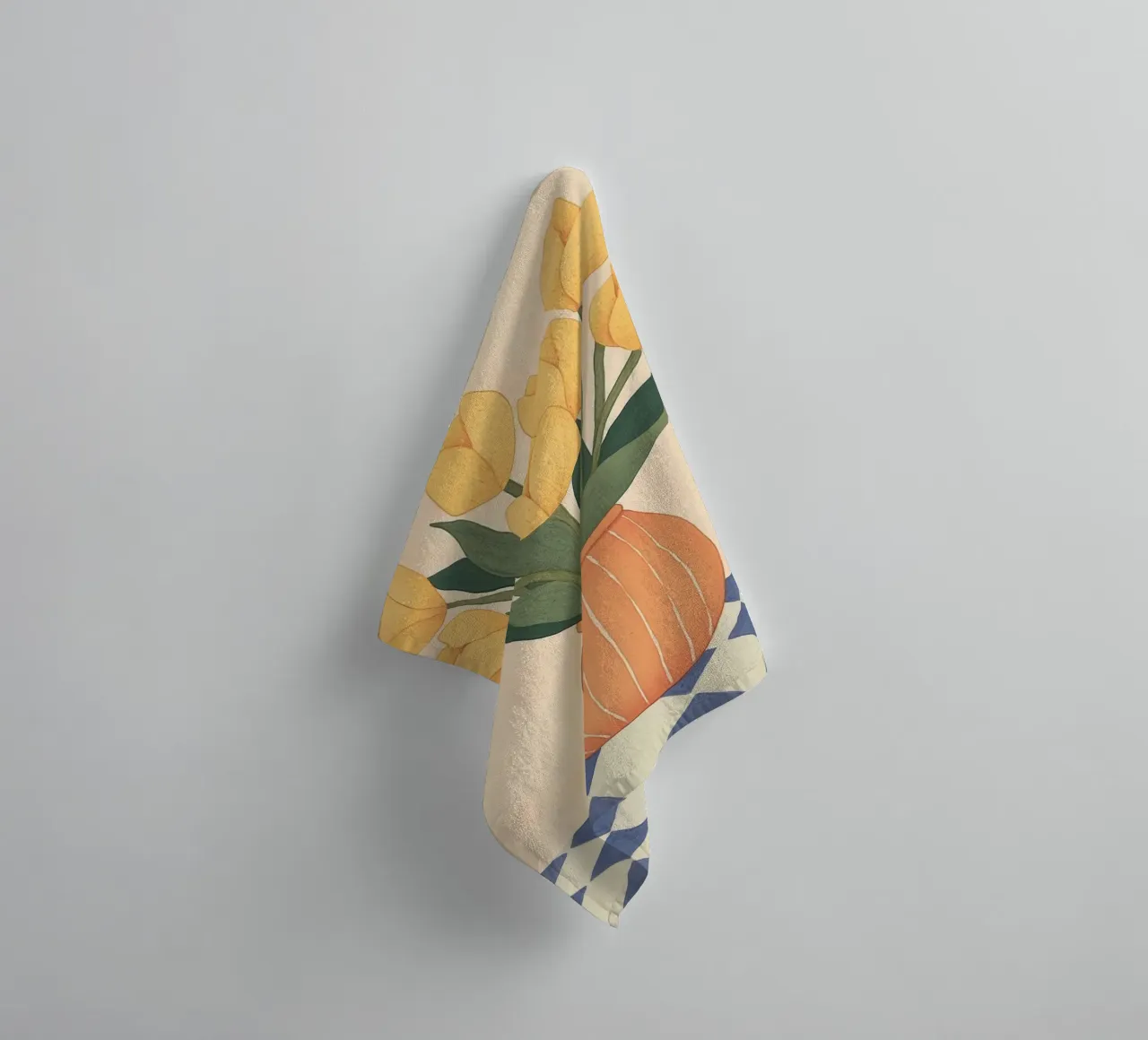 Tulipani gialli in vaso asciugamano da bagno da Melloi Art Print