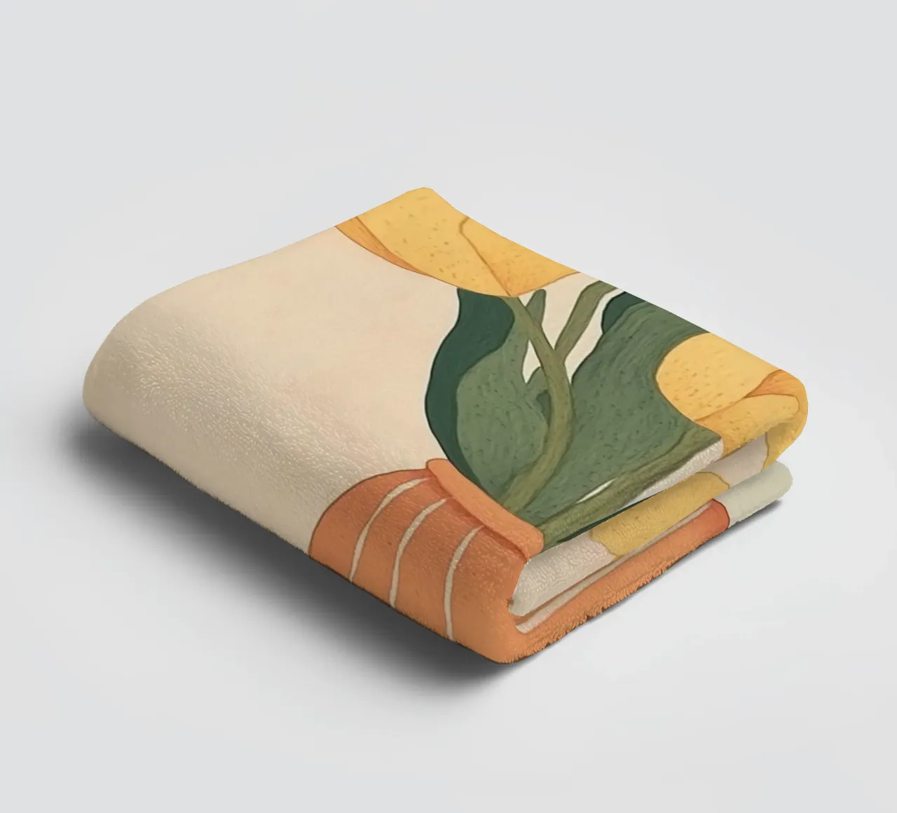 Tulipani gialli in vaso asciugamano da bagno da Melloi Art Print