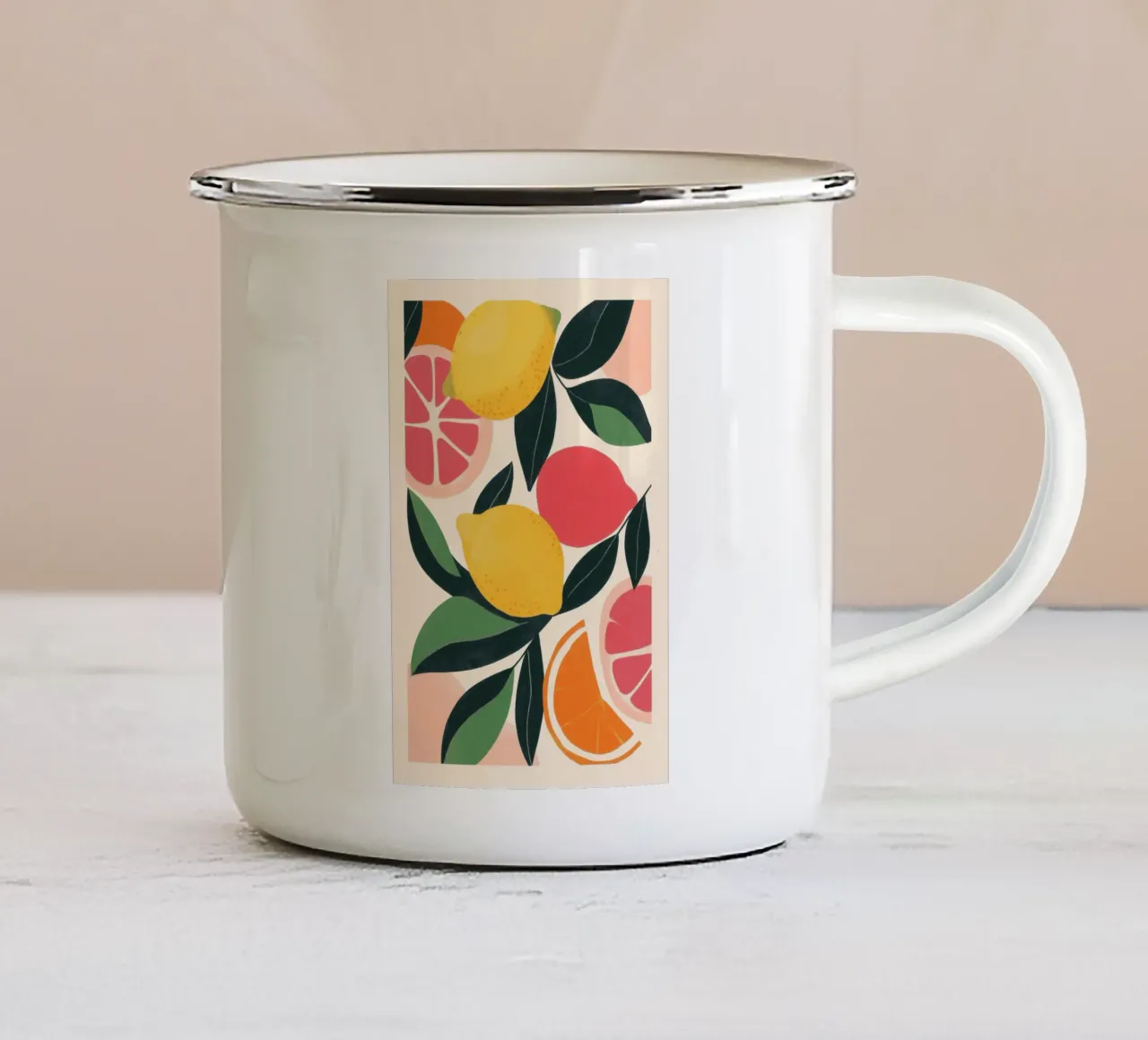 Agrumi vibranti tazza in smalto da Melloi Art Print