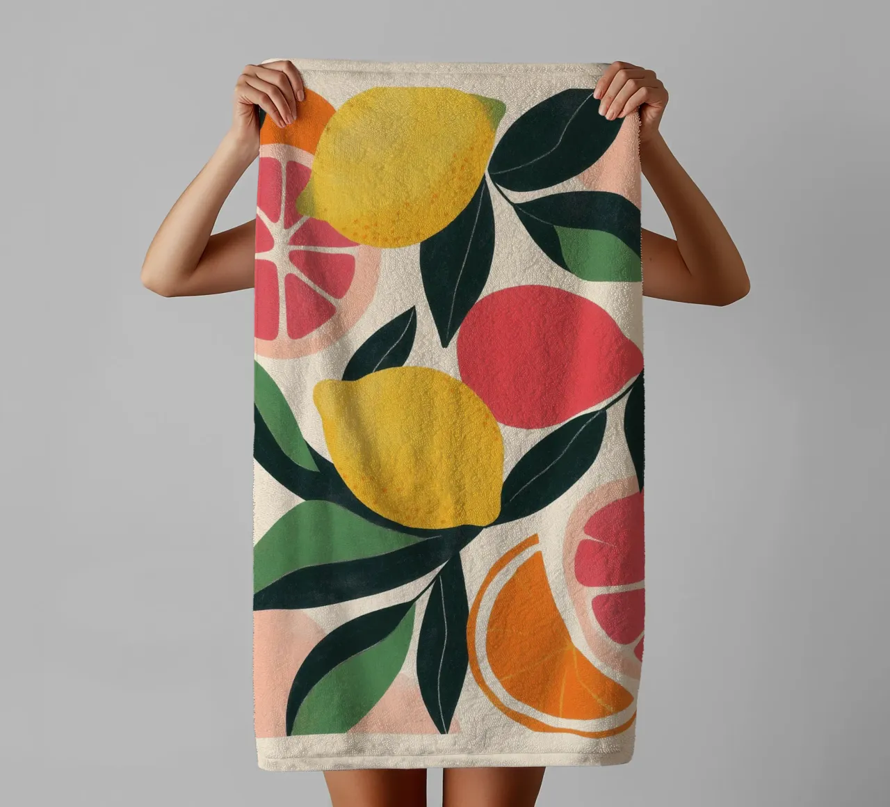 Vibrant Citrus Fruits towel by Melloi Art Print