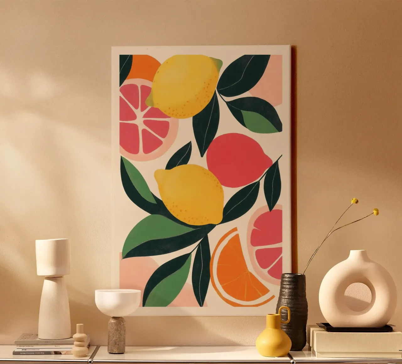Agrumi vibranti tela con Cornice a cassetta da Melloi Art Print