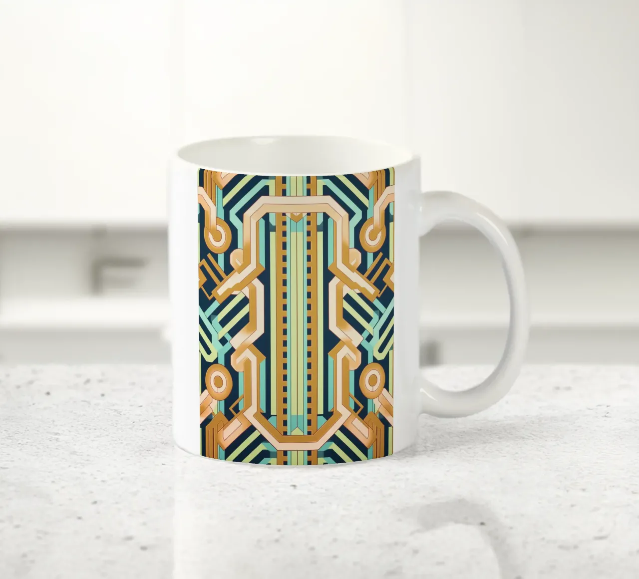 Midcentury Muster Chic Keramik Tasse von Carinaprint