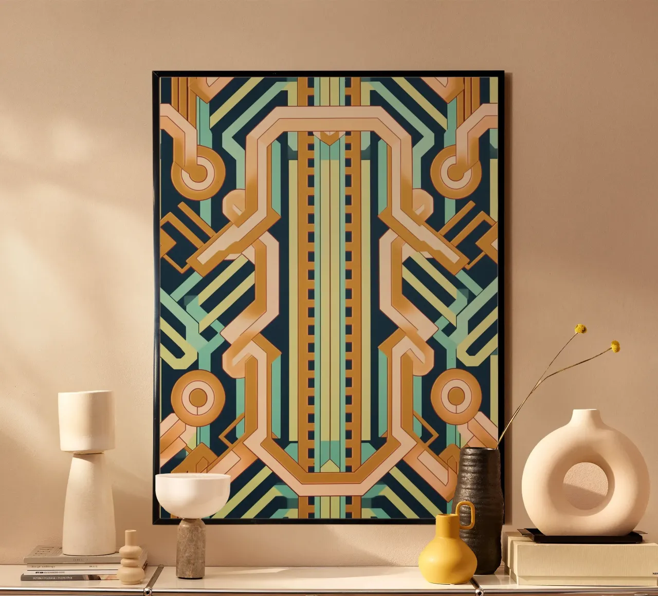 Muster Chic di metà secolo poster con telaio in legno da Carinaprint