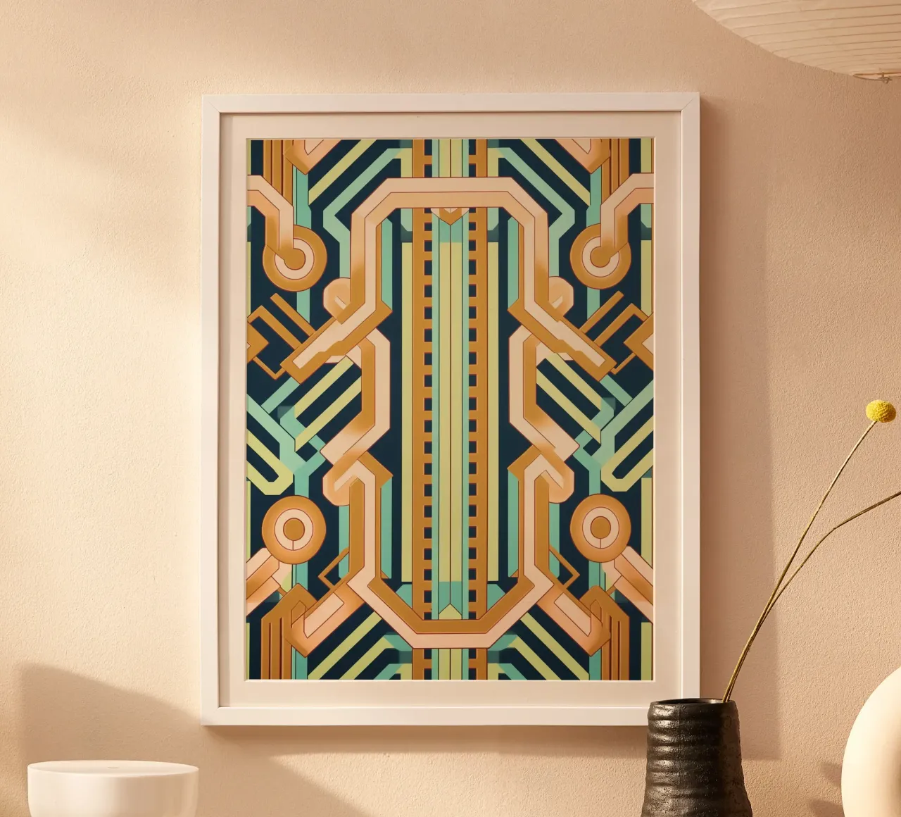 Muster Chic di metà secolo poster con telaio in legno da Carinaprint