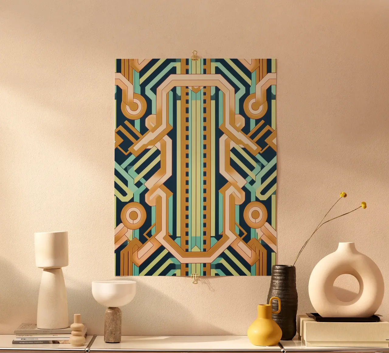 Muster Chic di metà secolo poster con telaio in legno da Carinaprint