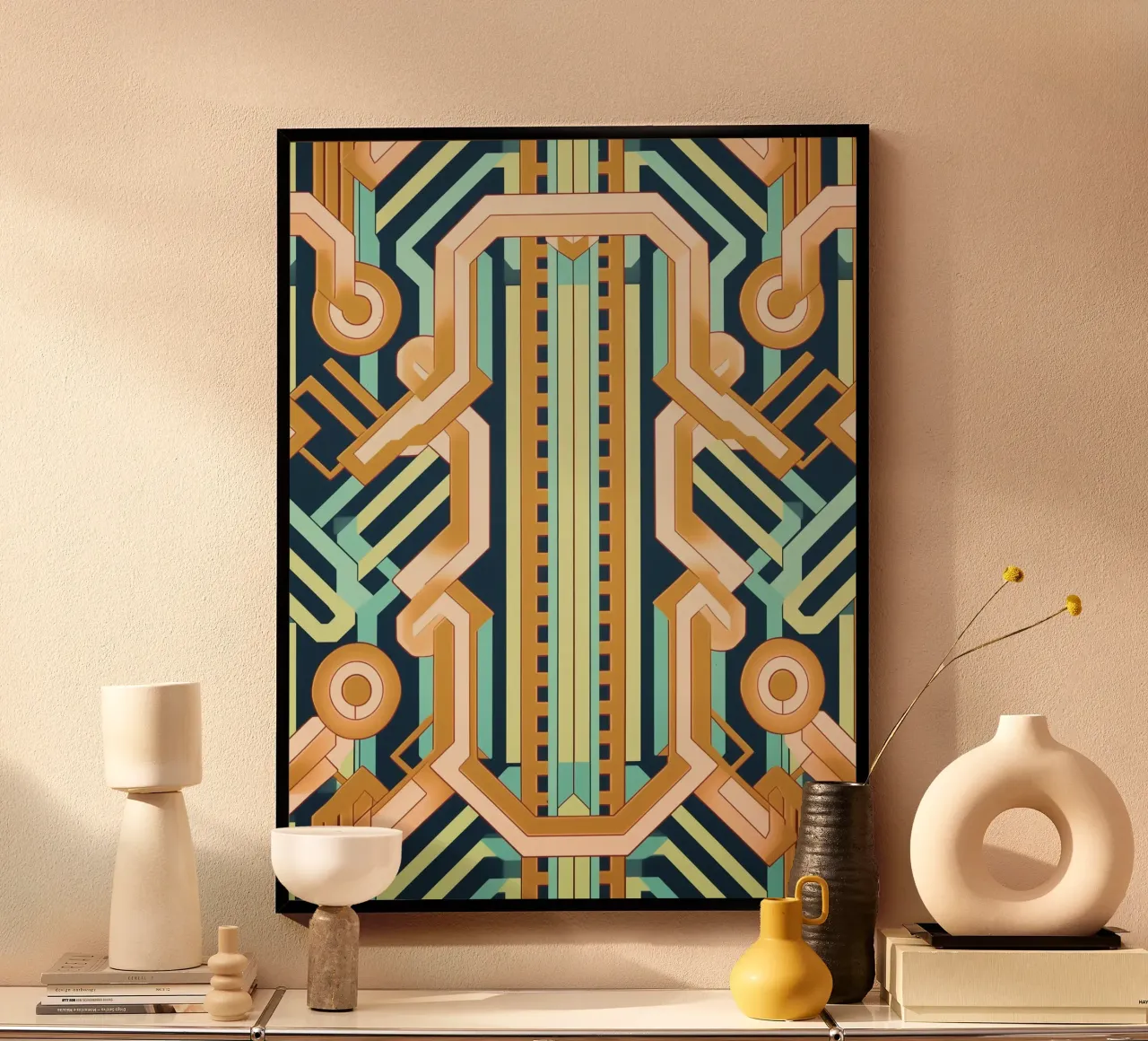 Muster Chic di metà secolo poster con telaio in legno da Carinaprint