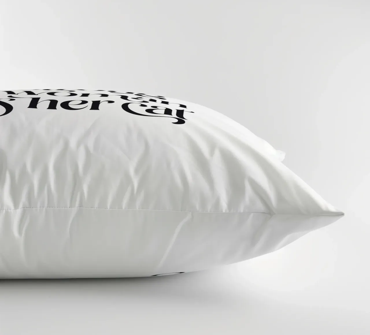 Her Cat, Her Strength • fun typographic art in black & white decorative cushion by Dominique Vari Words