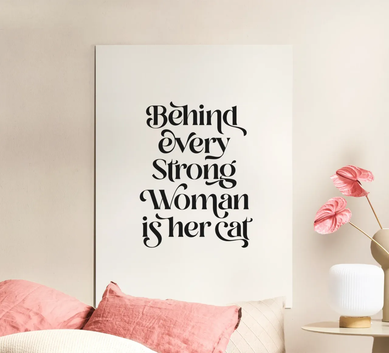 Her Cat, Her Strength • fun typographic art in black & white hahnemühle by Dominique Vari Words