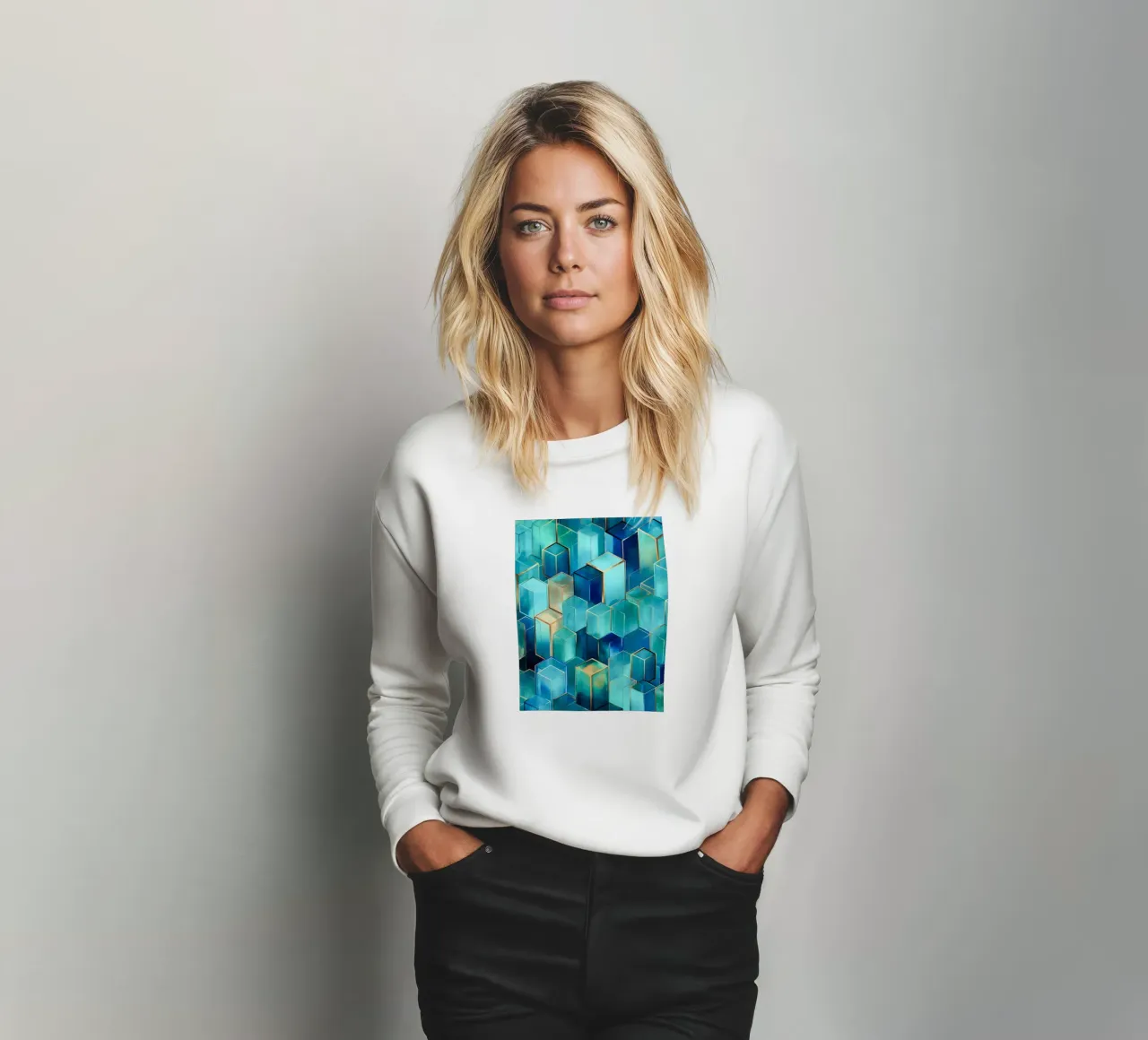 Cubes d'architecture bleus sweat de Carinaprint