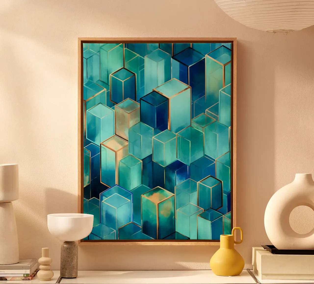 Blue architecture cubes canvas by Carinaprint