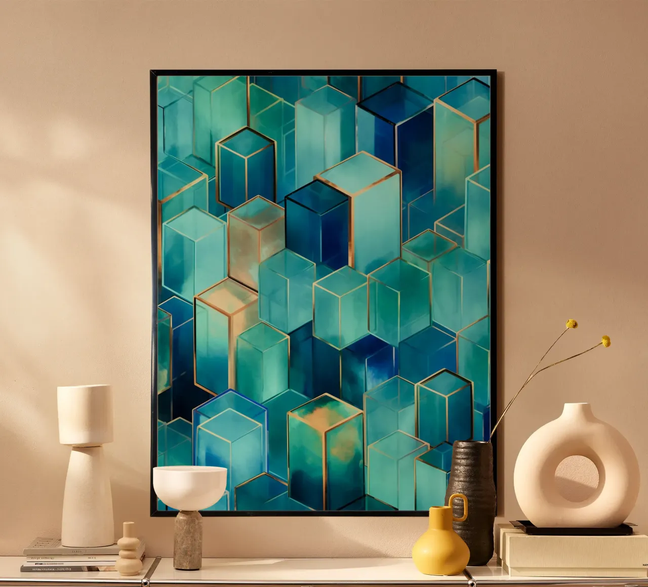 Blaue Architektur Würfeln Poster von Carinaprint