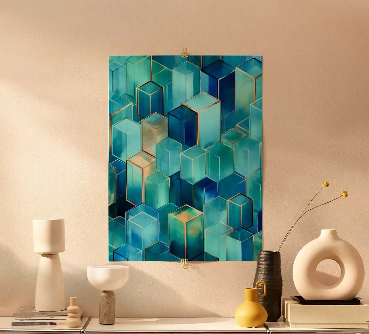Blaue Architektur Würfeln Poster von Carinaprint