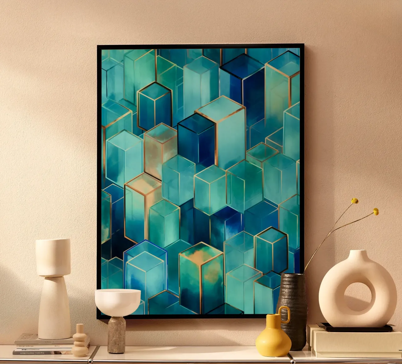 Blaue Architektur Würfeln Poster von Carinaprint