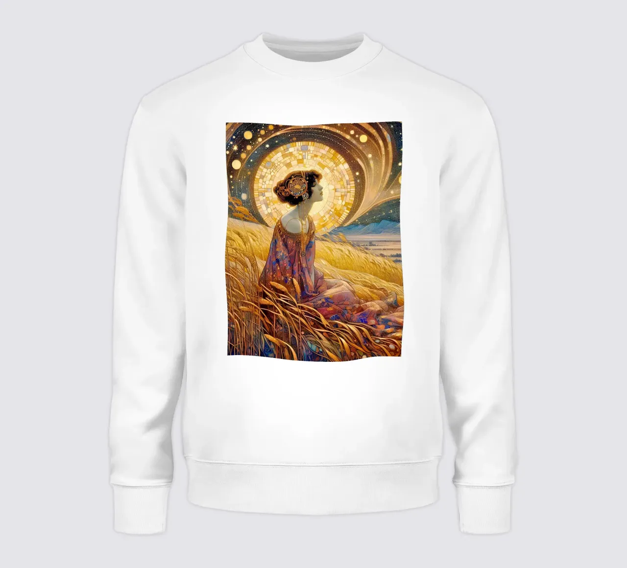 Campo di grano con la luna piena felpa da Art-Nouveau-Dsg