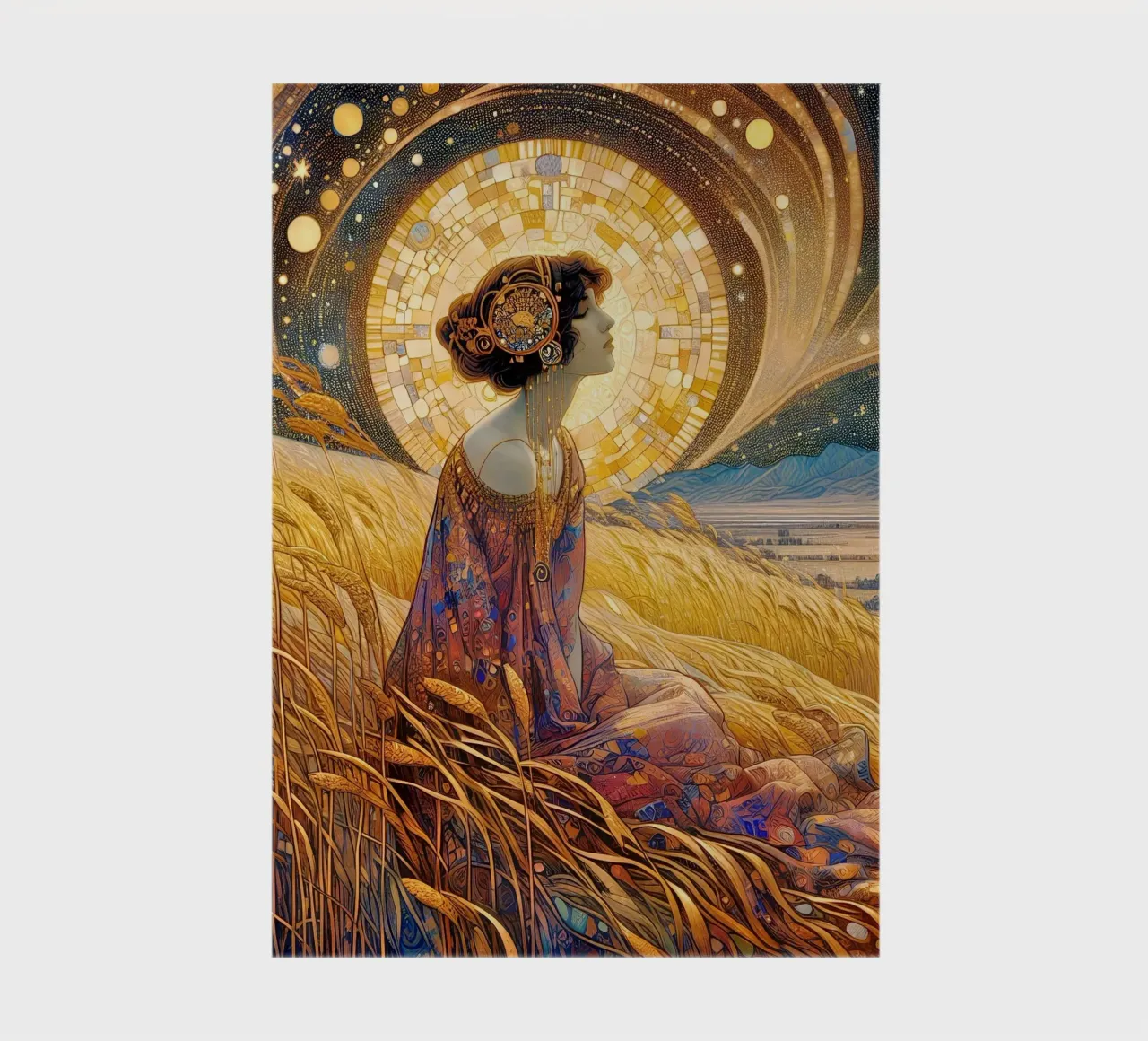 Wheat field at full moon notebook by Art-Nouveau-Dsg