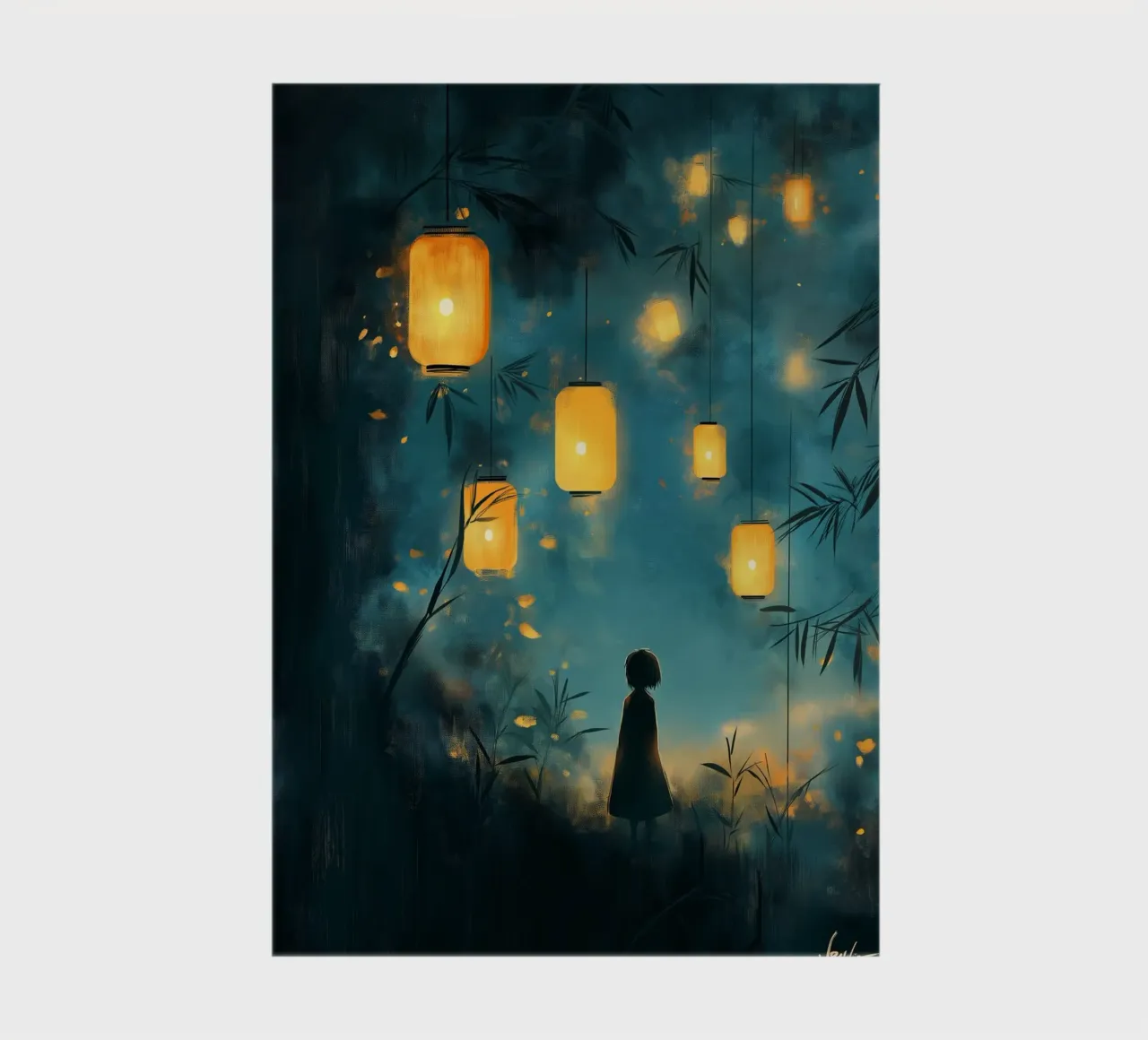 Floating lanterns in a mystical forest notebook by DWA