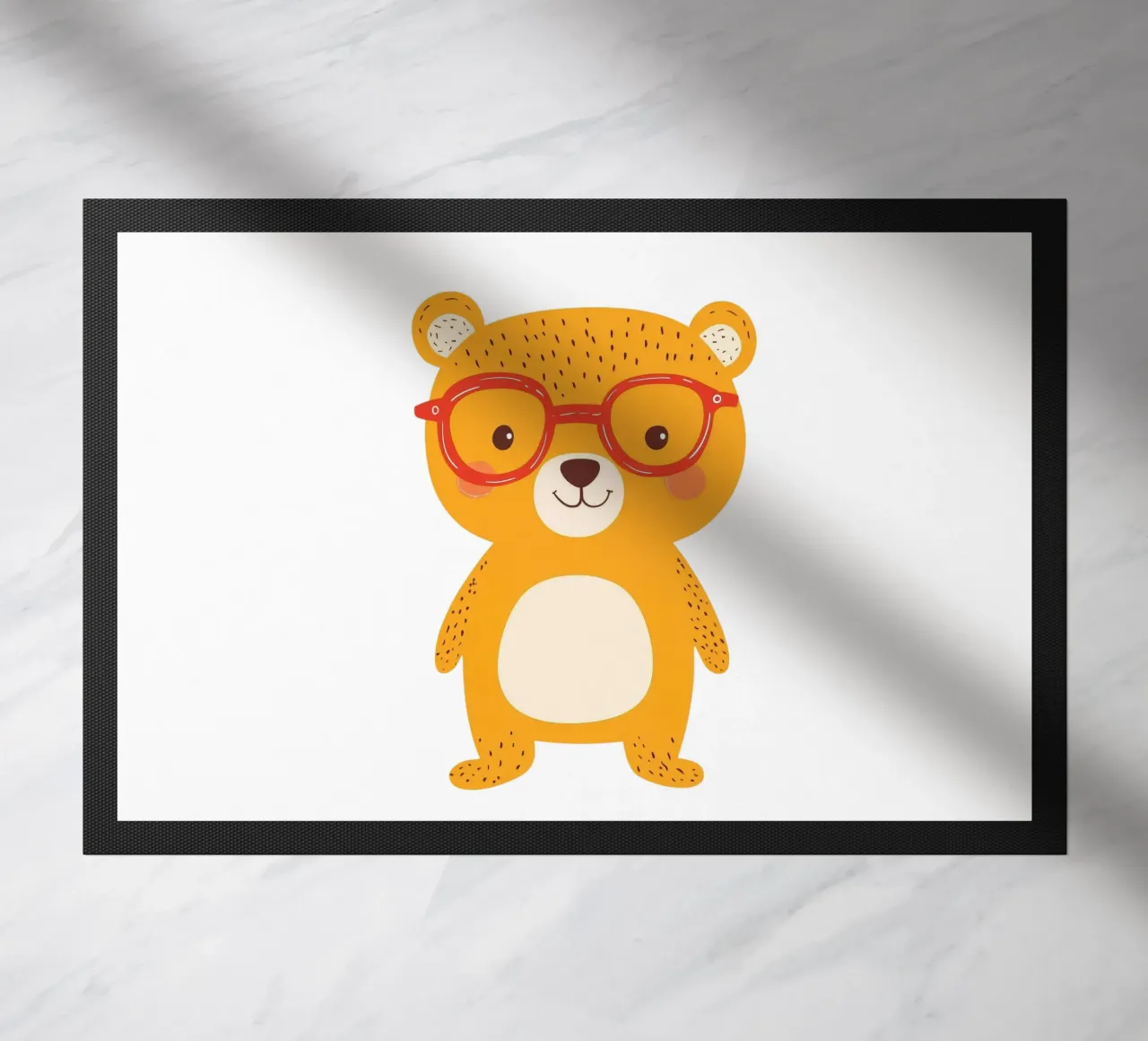Simpatico orso con occhiali zerbino da HookASmile