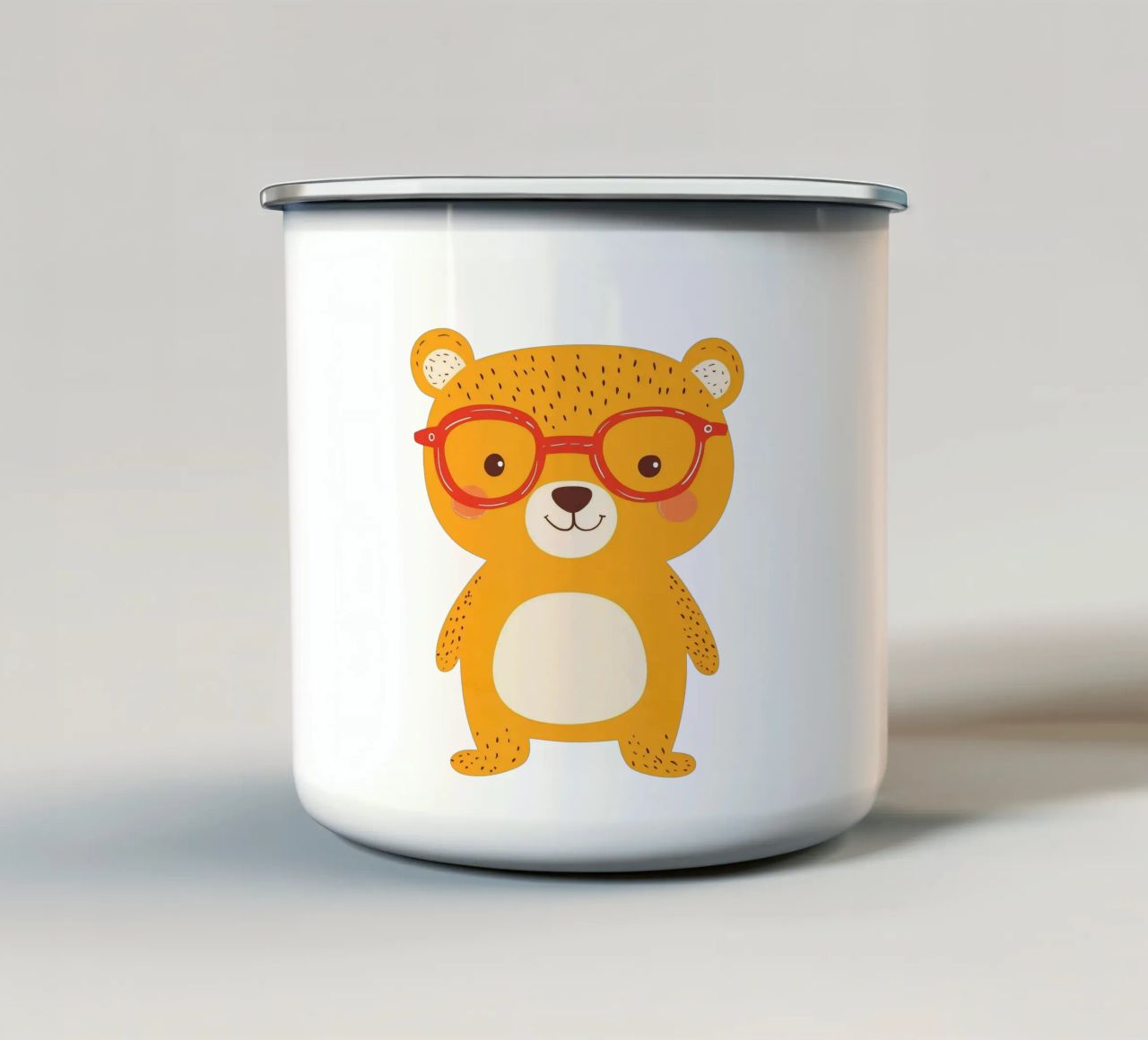 Simpatico orso con occhiali tazza in smalto da HookASmile