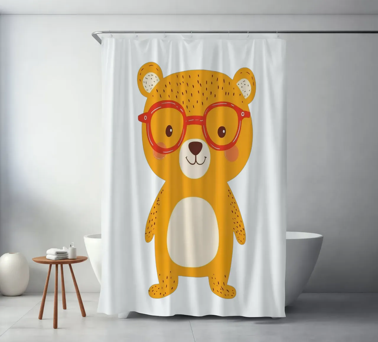 Ours mignon avec des lunettes rideau de douche de HookASmile
