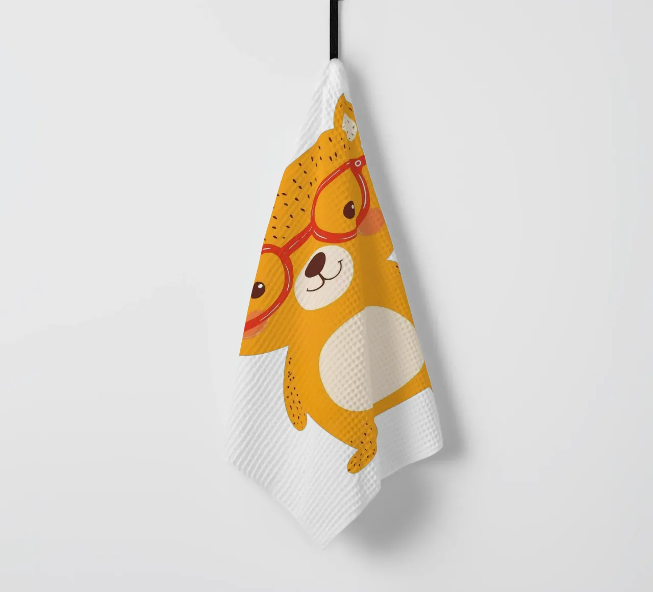 Simpatico orso con occhiali canovaccio da cucina da HookASmile