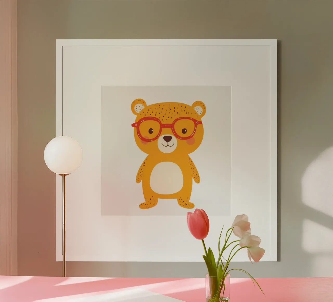 Simpatico orso con occhiali poster con telaio in alluminio da HookASmile