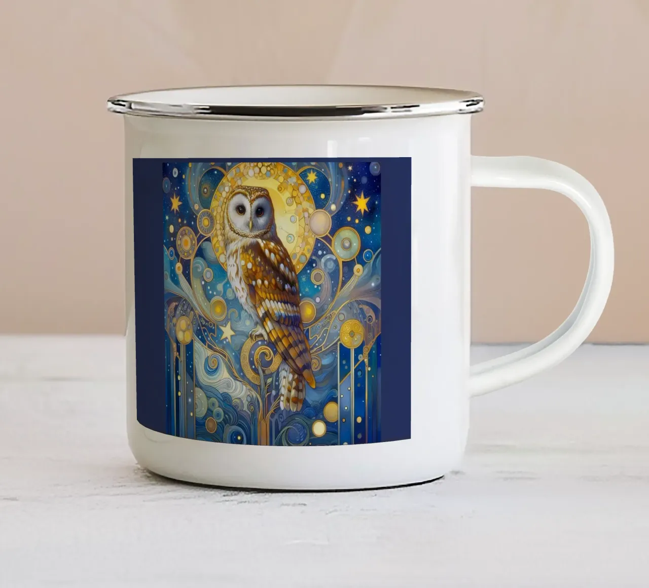 Schleiereule tazza in smalto da Art-Nouveau-Dsg