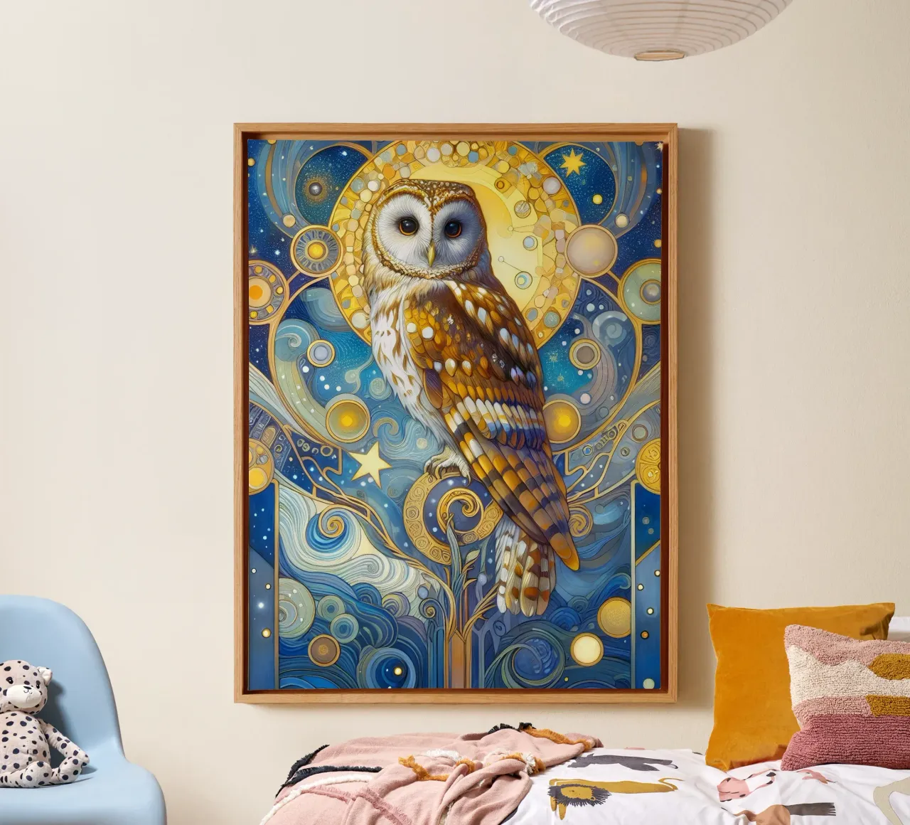 Schleiereule canvas met Baklijst van Art-Nouveau-Dsg