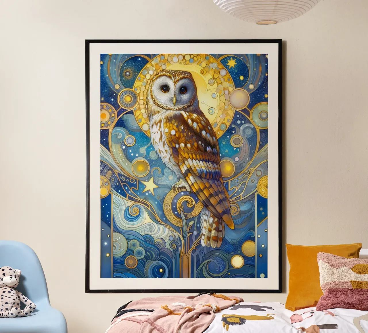 Schleiereule poster con telaio in alluminio da Art-Nouveau-Dsg