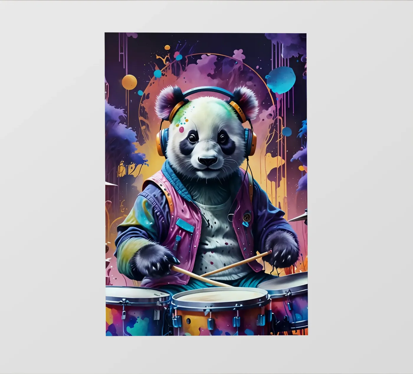 Panda drumt fotobehang van MakArena