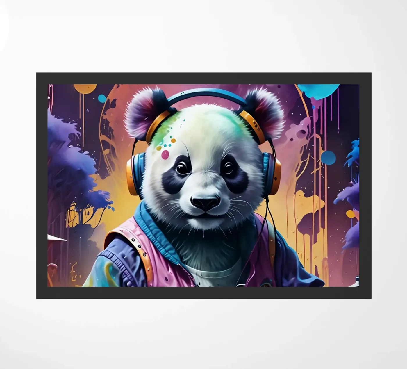 Panda plays the drums deurmat van MakArena