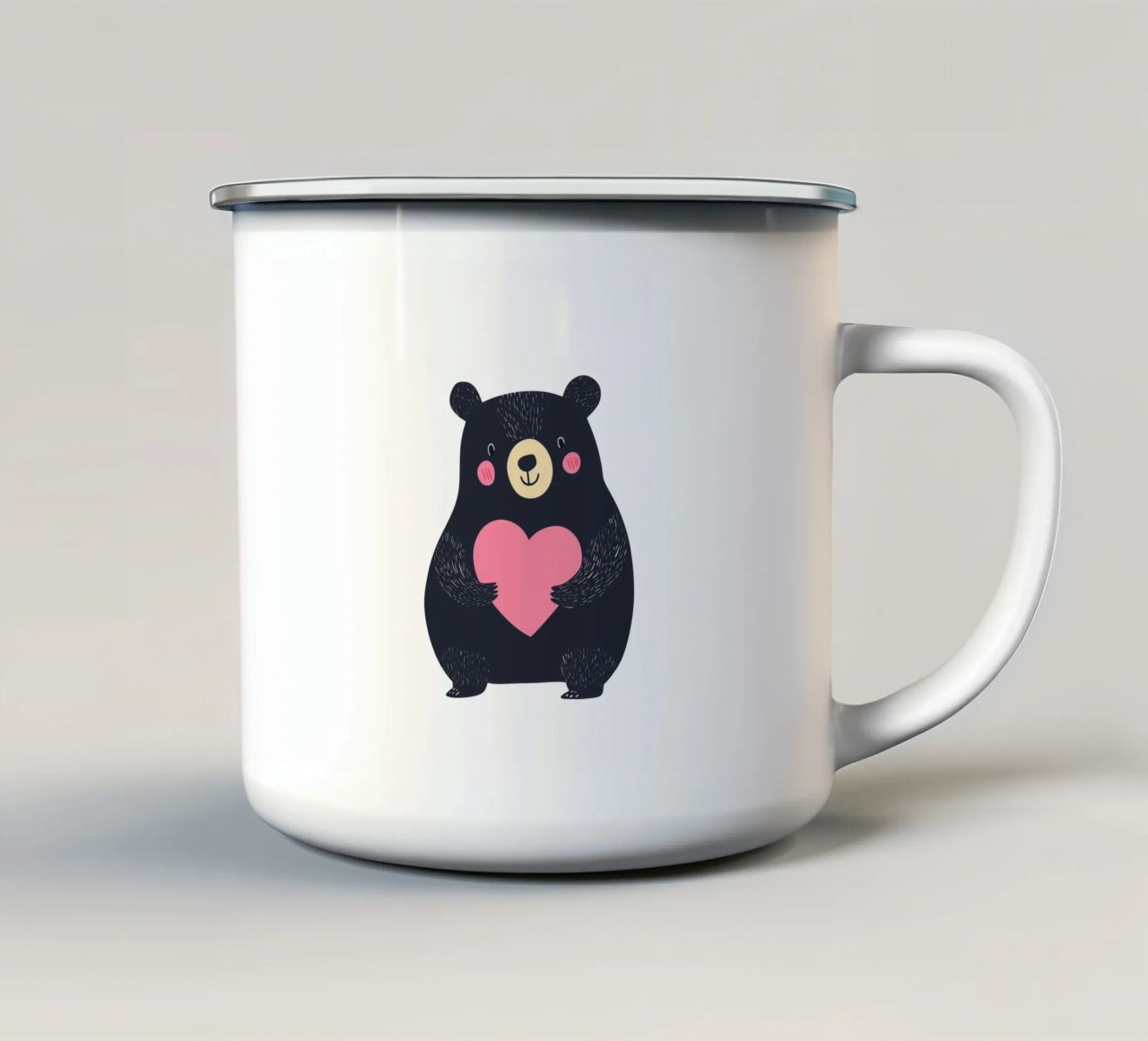 Un simpatico orso con il cuore tazza in smalto da HookASmile