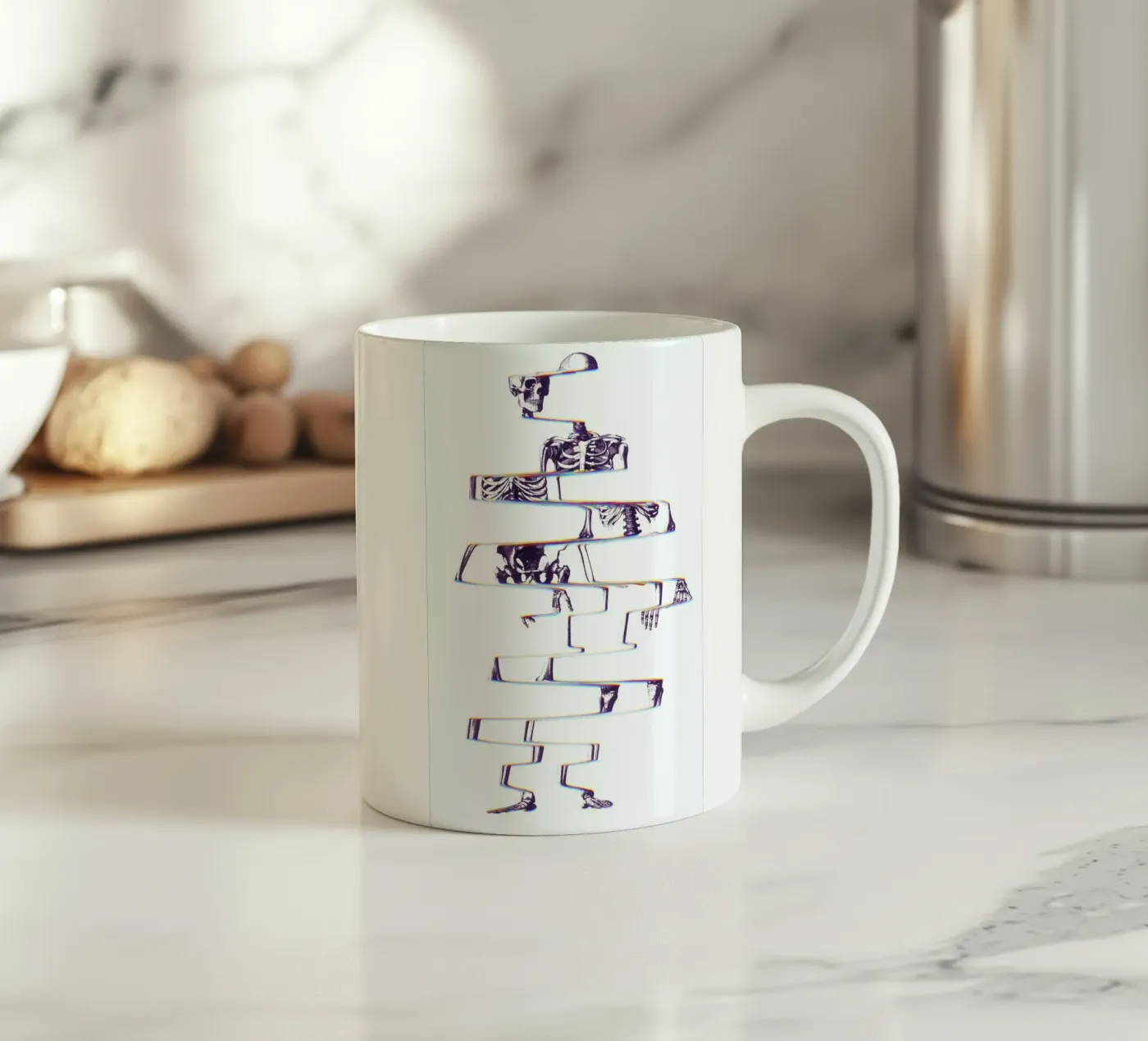 Skeleton ceramic mug by Ali Gulec