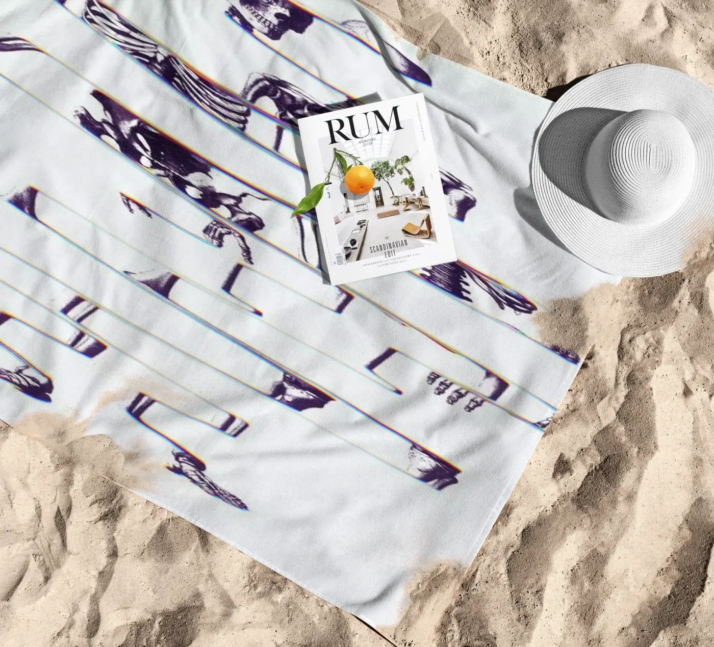 Skeleton beach towel by Ali Gulec