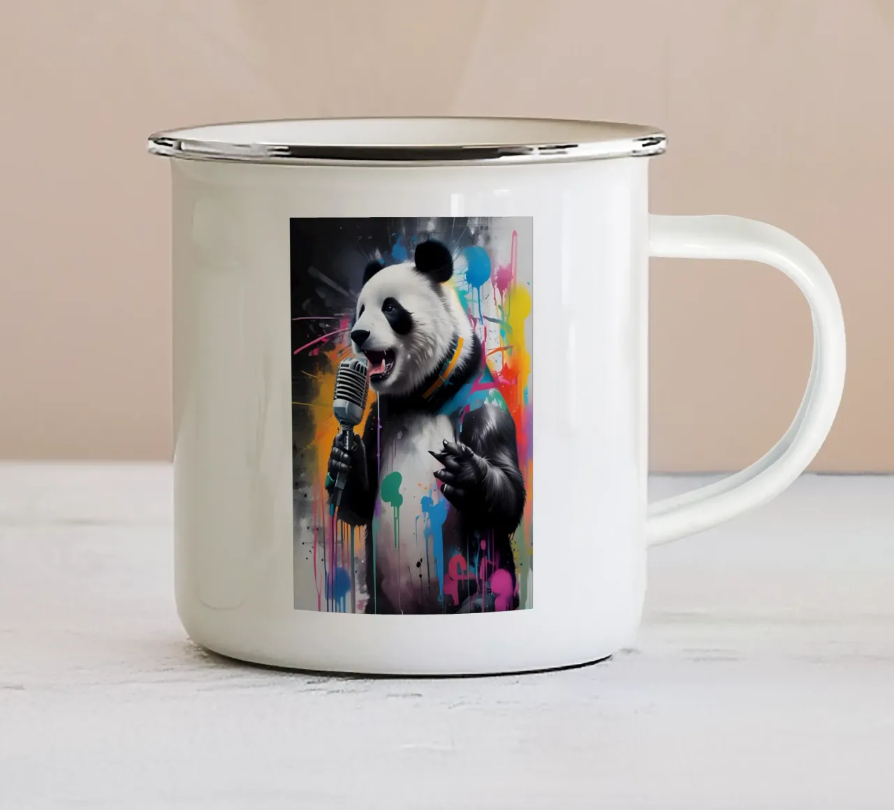 Panda canta le voci tazza in smalto da MakArena