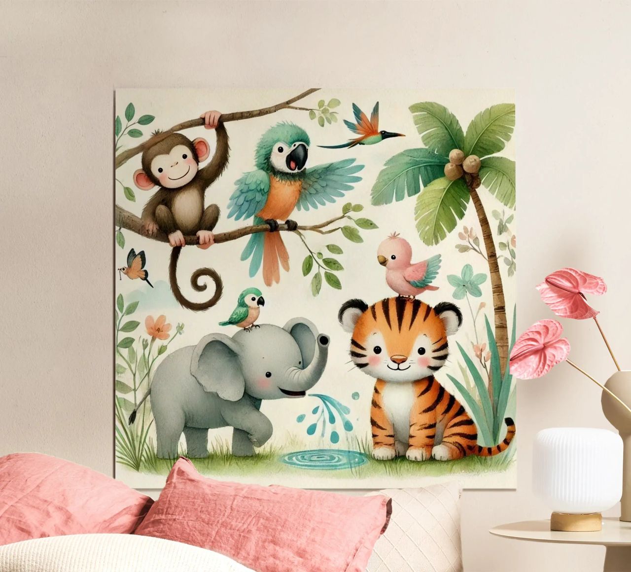 Dschungelfreunde Kinder Tiere Poster von Tiny Tails & Stripes