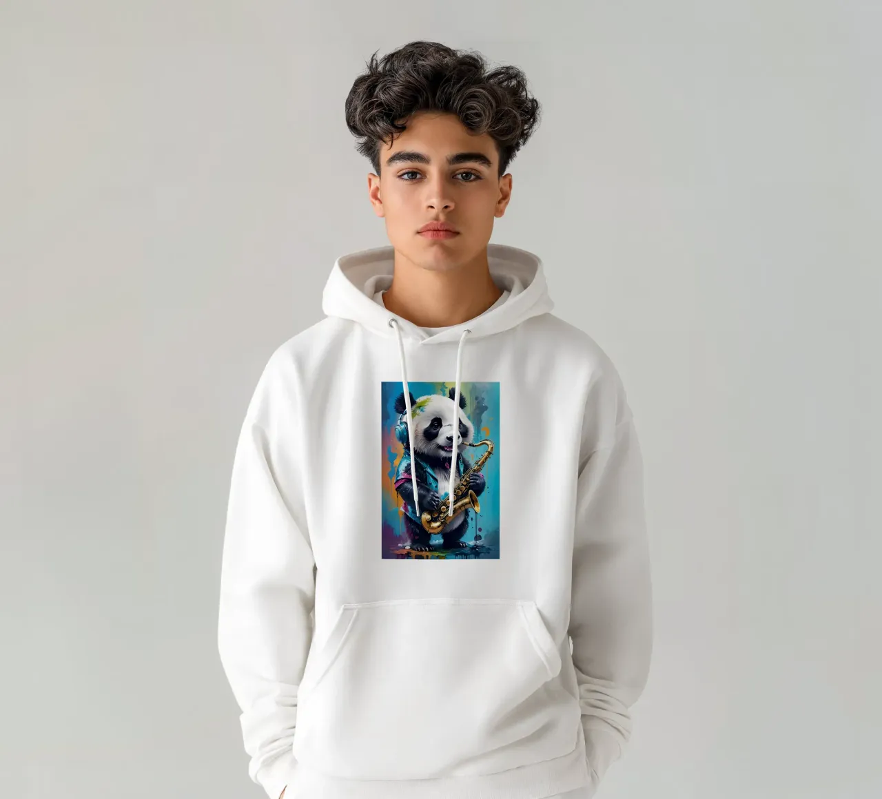 Piccolo panda con sassofono felpa con cappuccio da MakArena