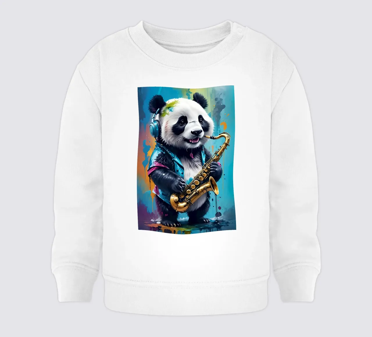 Piccolo panda con sassofono felpa neonato da MakArena
