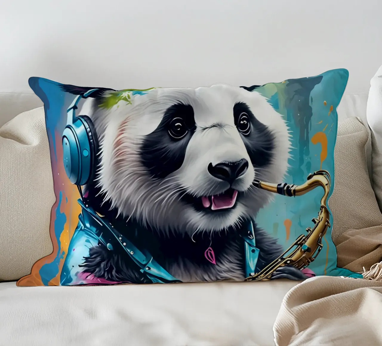 Piccolo panda con sassofono cuscino da MakArena
