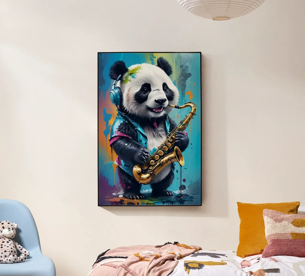 Piccolo panda con sassofono plexiglass da MakArena