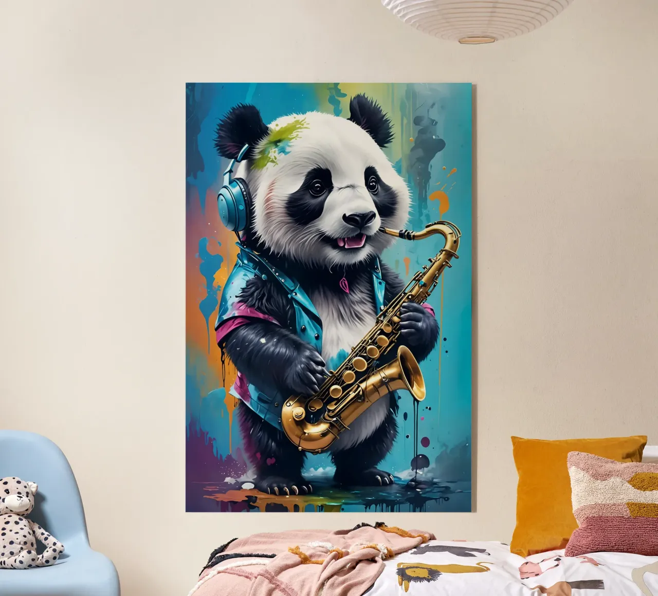 Piccolo panda con sassofono plexiglass da MakArena