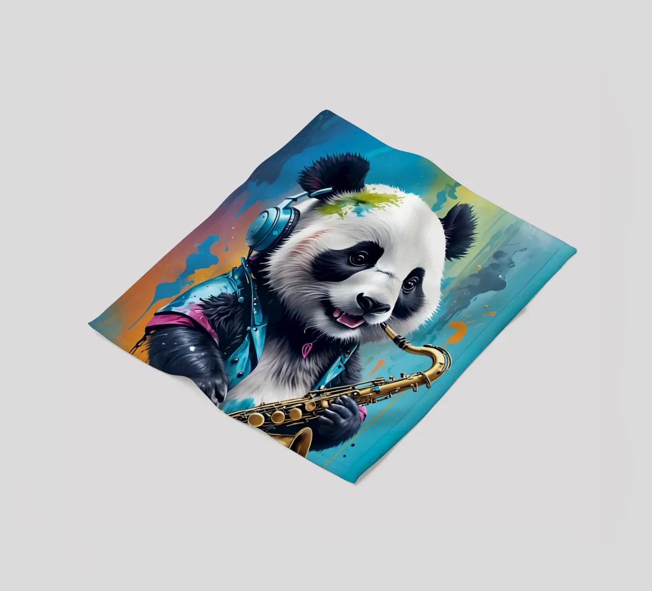 Piccolo panda con sassofono coperta in pile da MakArena
