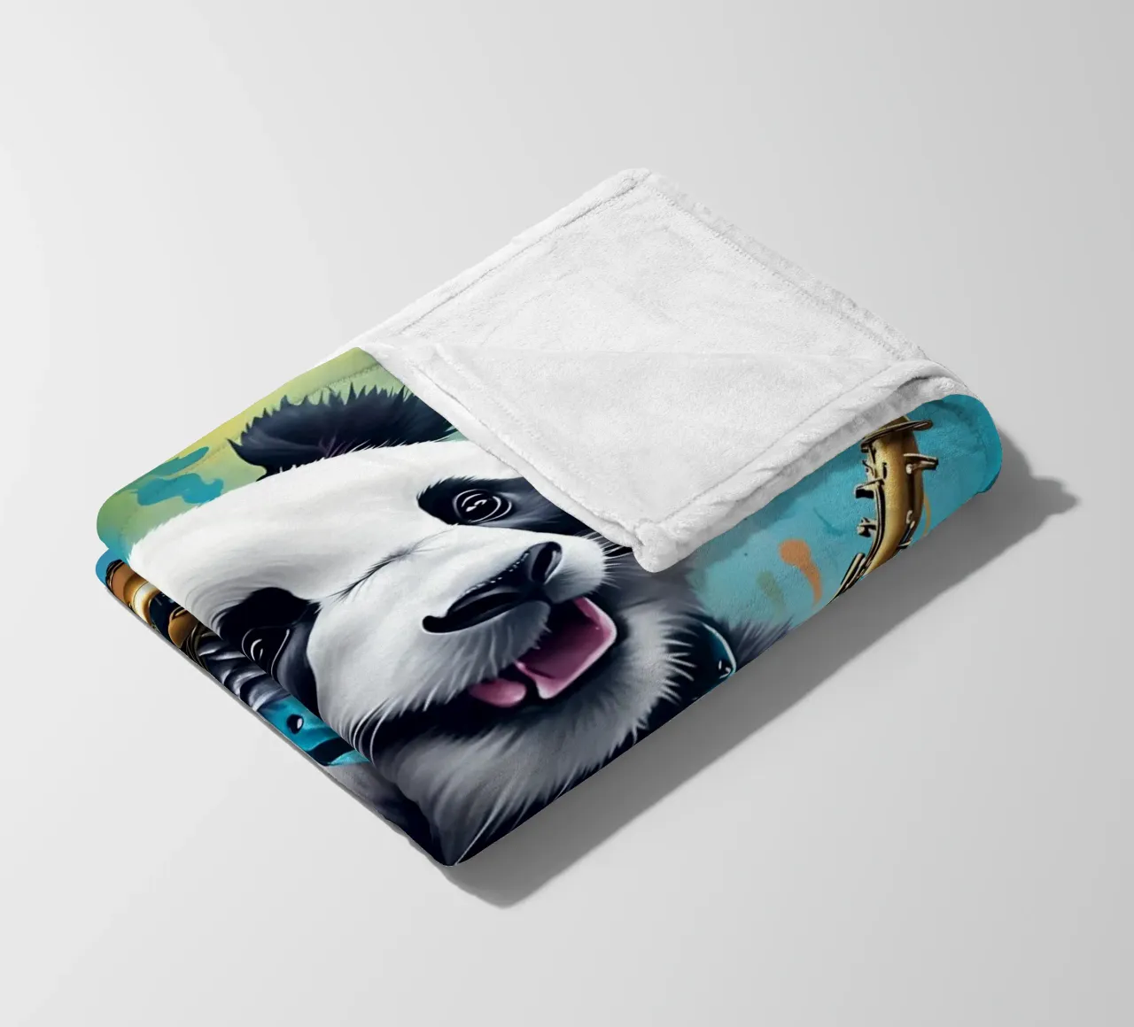 Piccolo panda con sassofono coperta in pile da MakArena