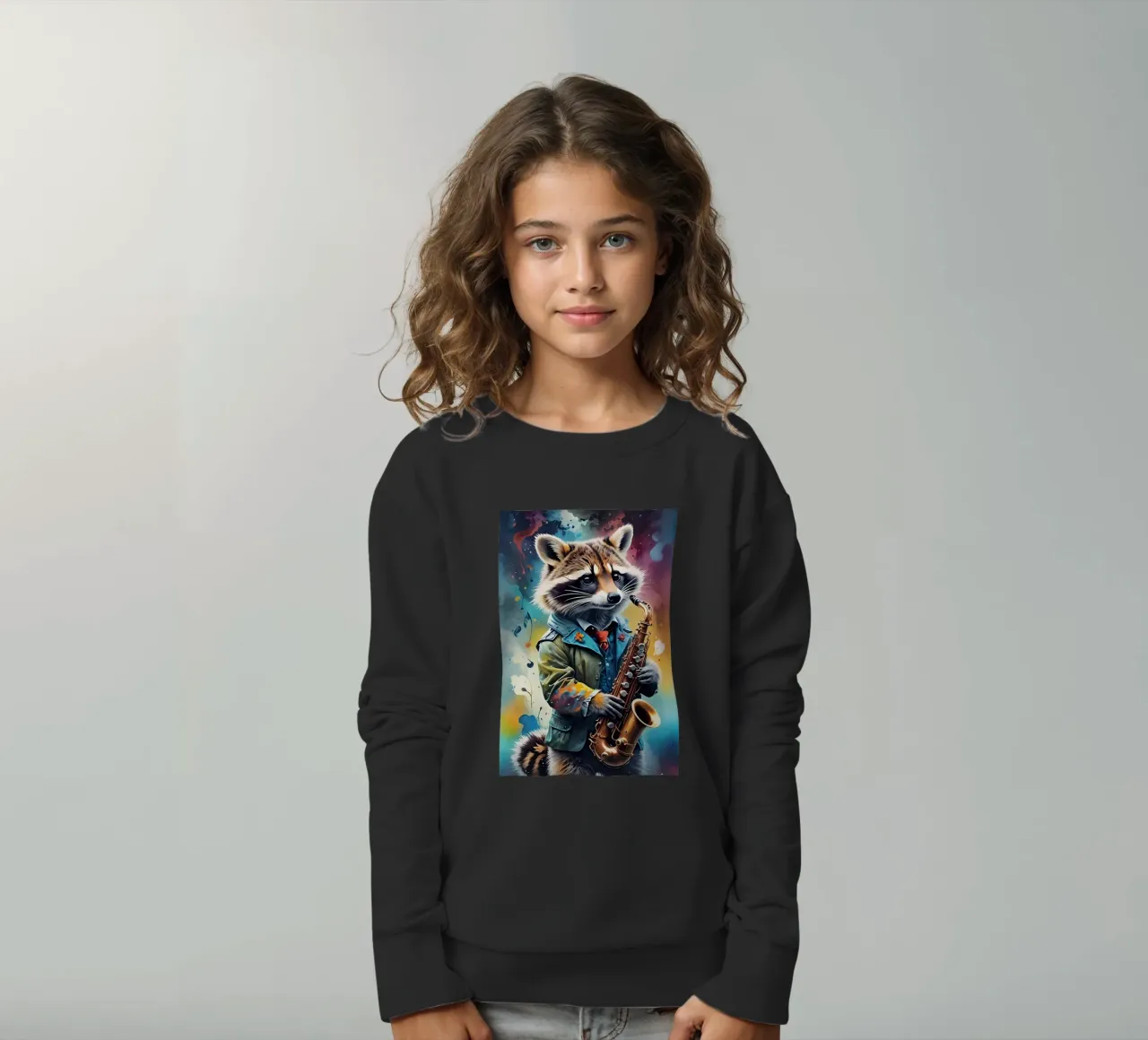 Procione e sassofono felpa bambino da MakArena