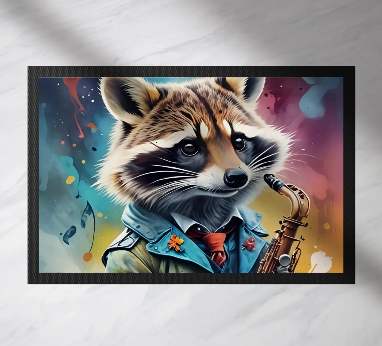 Procione e sassofono zerbino da MakArena