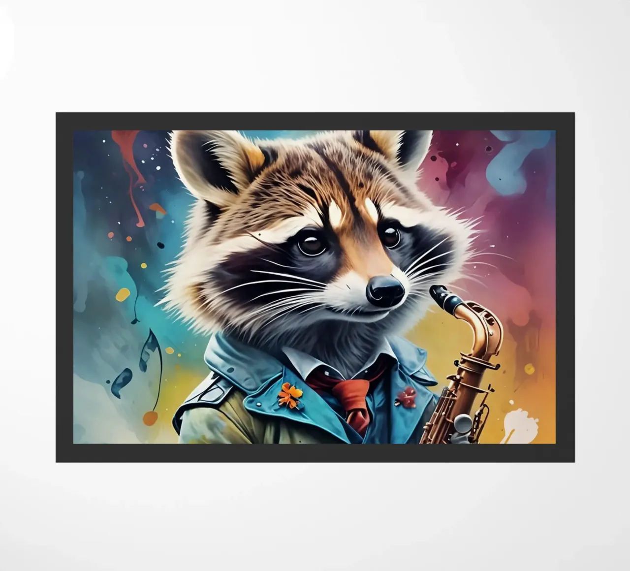 Procione e sassofono zerbino da MakArena