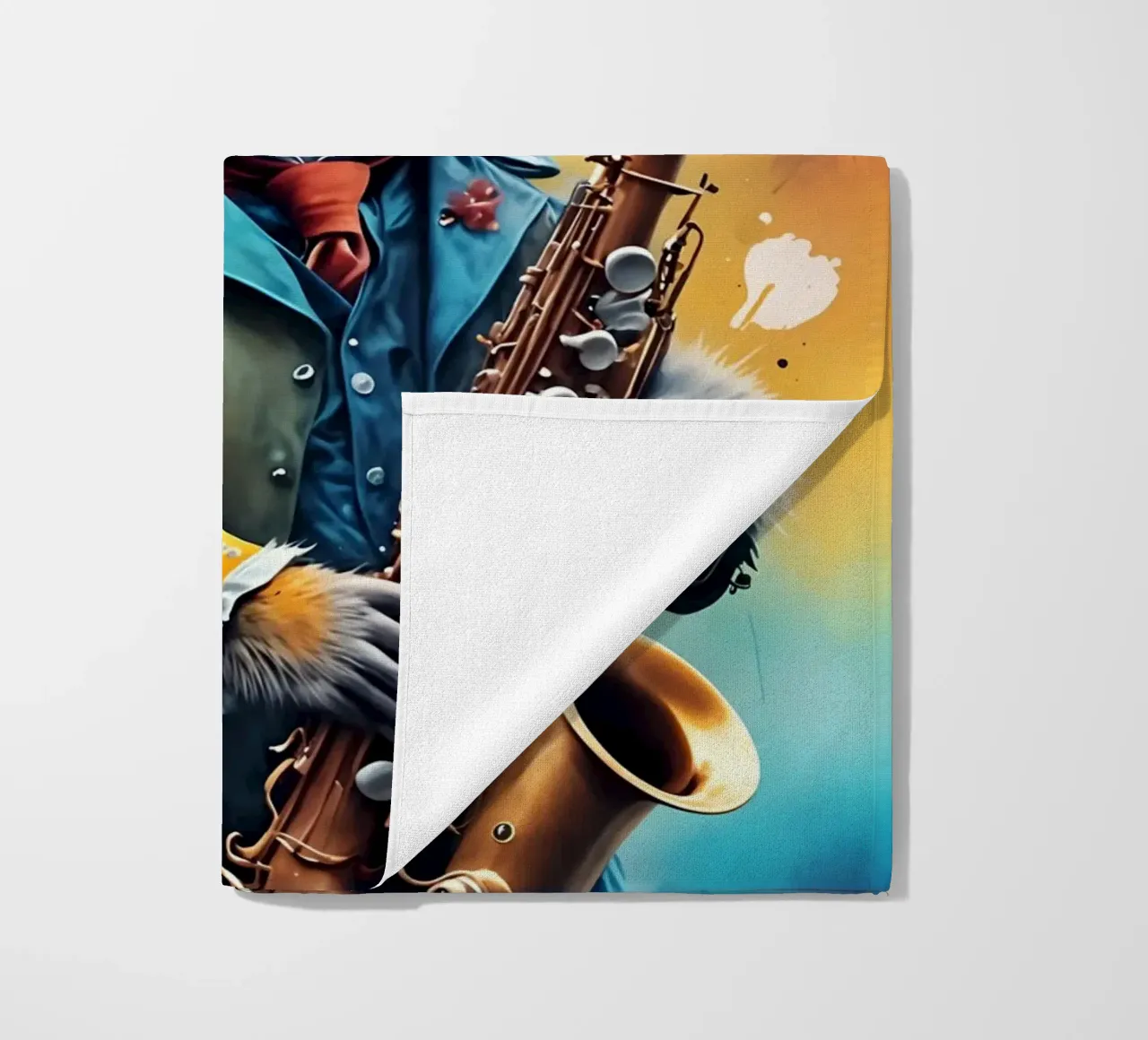 Procione e sassofono telo mare da MakArena